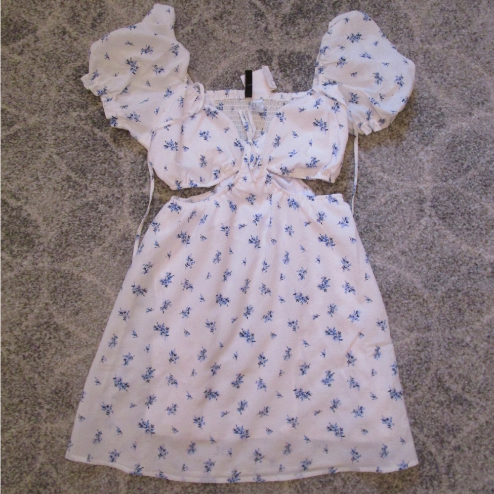 hm floral cut out dress